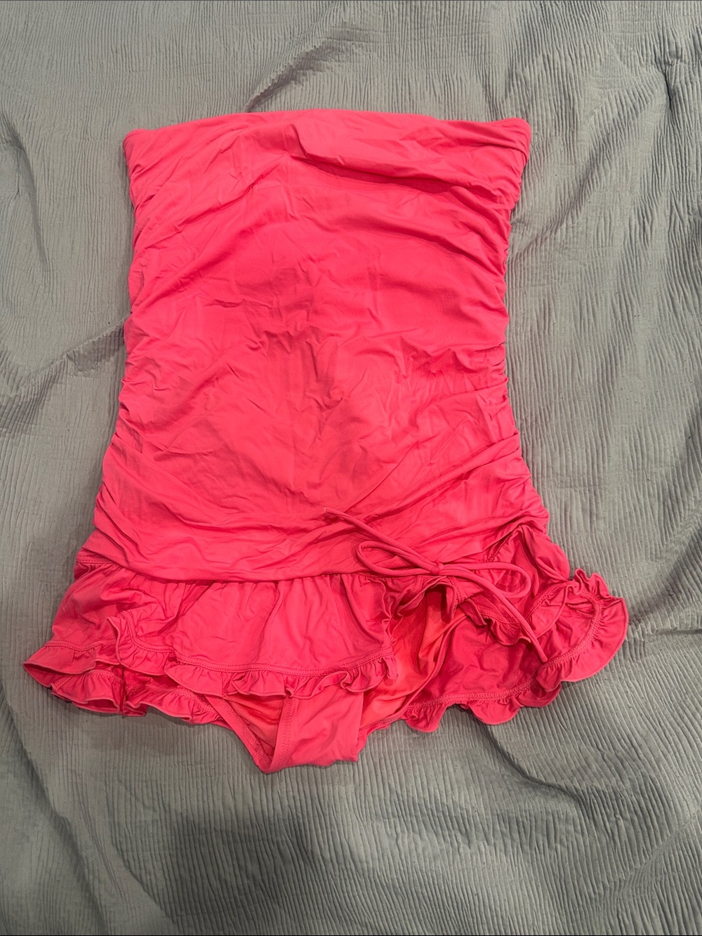 Coco Rave Hot Pink Strapless Ruffle One-Piece Swimsuit